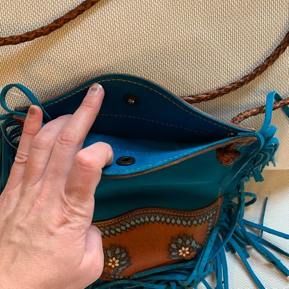 Embroidered Leather Fringe Bag - Picture 6 of 12